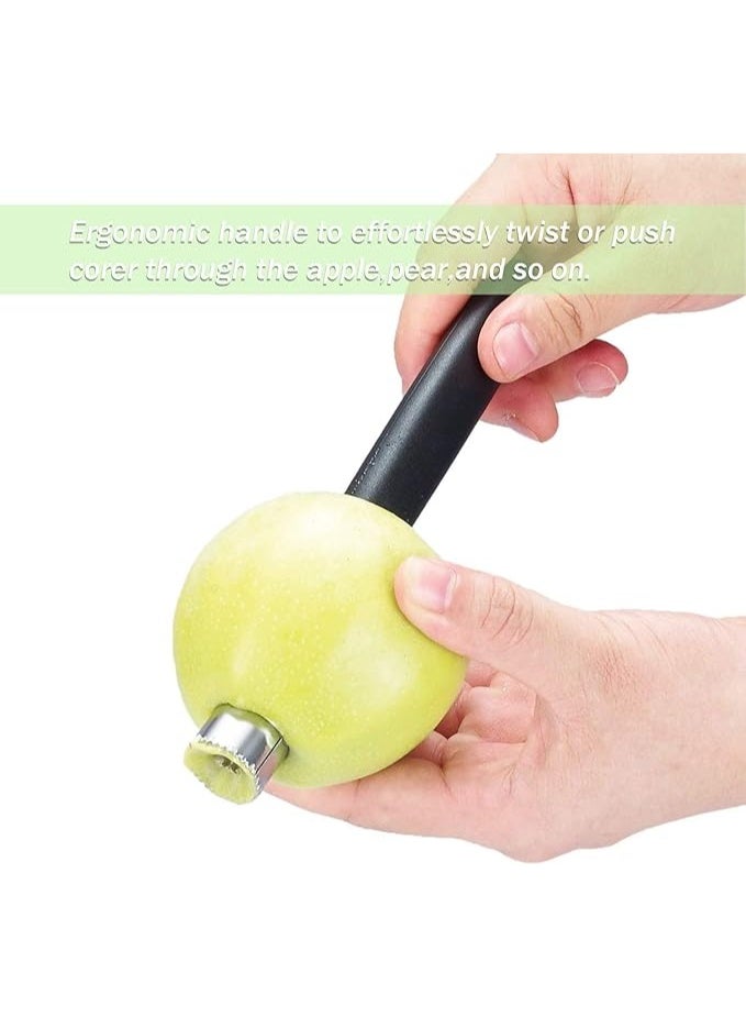 Apple Corer Lever Tool + Pear Pepper Poker Pusher by BRIGHT KITCHEN Stainless Steel Pear Fruit Seed Remover Cherry Red Grip with Serrated Blade - Image 5