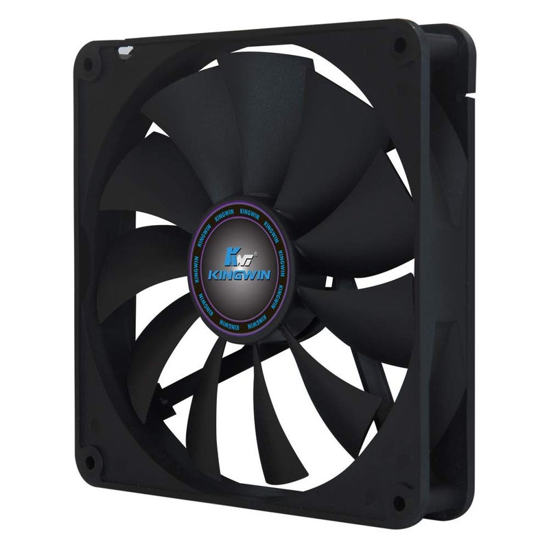 KingWin 140mm Silent Fan for Computer Cases, Mining Rig, CPU Coolers, Computer Cooling Fan, Long Life Bearing, and Provide Excellent Ventilation for PC Cases-[Black] CF-014LB - Image 1