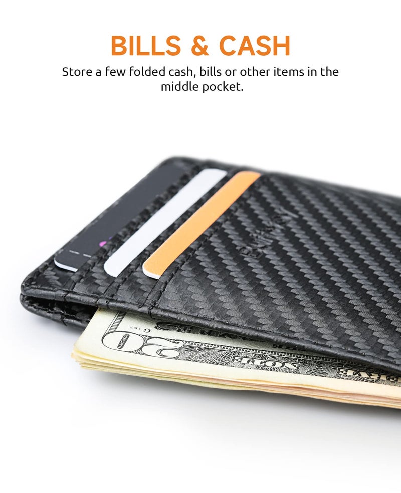 Buffway Mens Slim Wallet, Minimalist Thin Front Pocket Leather Credit Card Holder with RFID Blocking for Work Travel - Atlanta Black - Image 5