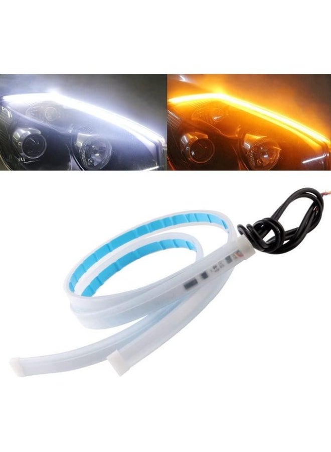 شريطي LED مرنين بطول 30 سم لأضواء القيادة النهارية وإشارات الانعطاف لأضواء الرأس - مقاوم للماء أبيض أصفر - Image 4