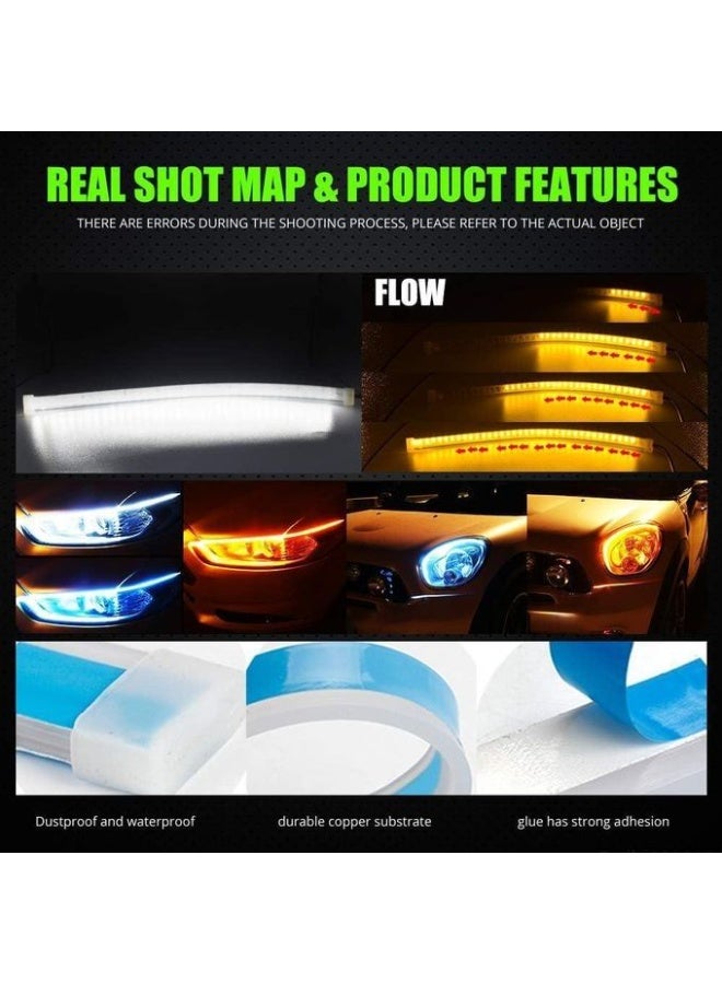 شريطي LED مرنين بطول 30 سم لأضواء القيادة النهارية وإشارات الانعطاف لأضواء الرأس - مقاوم للماء أبيض أصفر - Image 5