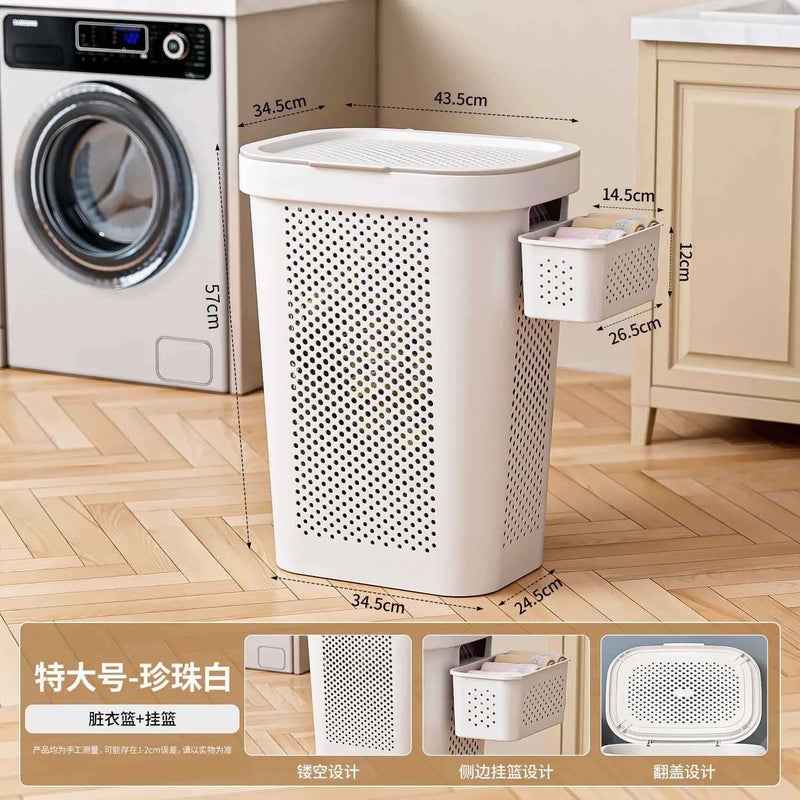 Y&D Large Rolling Laundry Hamper with Wheels, Underwear Basket & Handles - Home Supplies for Dirty Clothes Storage - Bathroom Laundry Baskets - Image 1