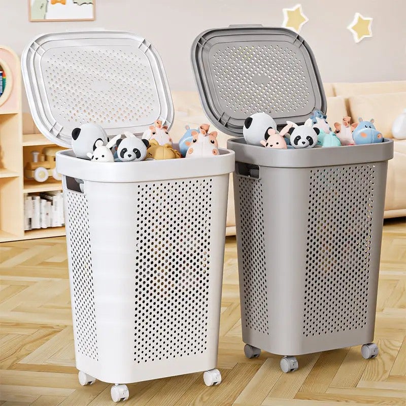 Y&D Large Rolling Laundry Hamper with Wheels, Underwear Basket & Handles - Home Supplies for Dirty Clothes Storage - Bathroom Laundry Baskets - Image 3