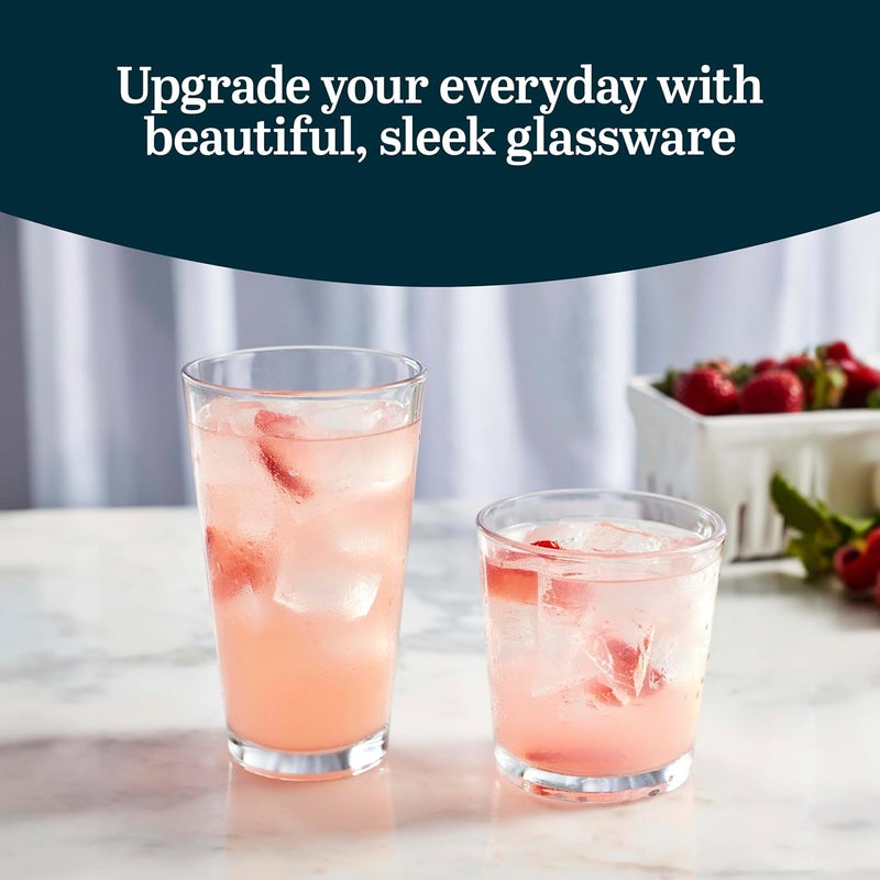 LIBBEY Flare Tumbler and Rocks Glasses Set, Stylish Lead-Free Drinking Glasses Set of 16, Versatile Dishwasher Safe Kitchen Glassware Set for Parties - Image 2
