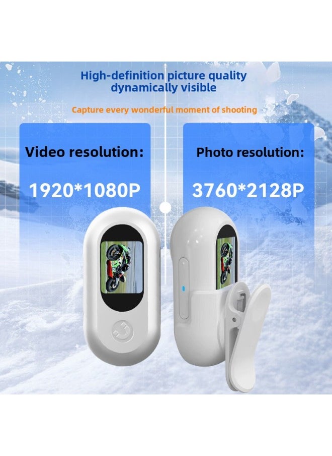 Generic - Thumb Sports Camera HD Volg Camera Sports Outdoor Riding Pet Pocket Children Chest Recorder-Body Color:White Flagship Version - Ultra-clear Color Screen + Photo And Video + 128g Flash Memory + Gift Bag (otg Adapter White) - Image 1