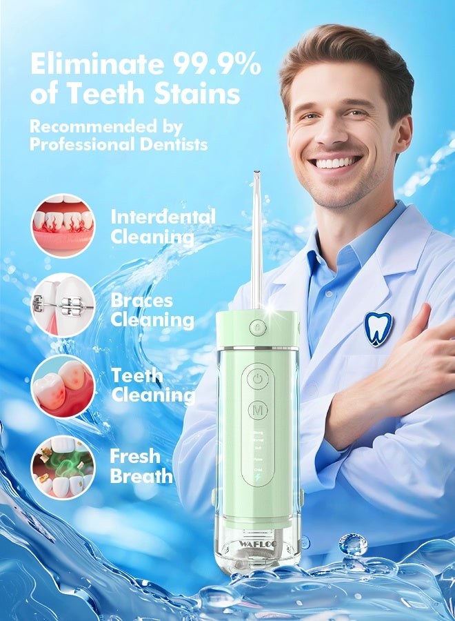 WAFLOO Water Flosser Travel Mini Cordless Portable: 5 Modes Water Dental Floss with Telescopic Water Tank, 4 Tips, IPX7 Waterproof Oral Irrigator for Teeth Cleaning, Orthodontic, Braces Dental Care - Image 3