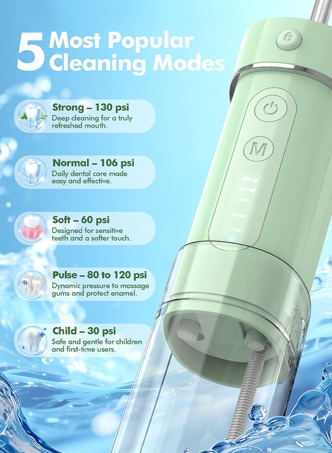 WAFLOO Water Flosser Travel Mini Cordless Portable: 5 Modes Water Dental Floss with Telescopic Water Tank, 4 Tips, IPX7 Waterproof Oral Irrigator for Teeth Cleaning, Orthodontic, Braces Dental Care - Image 5