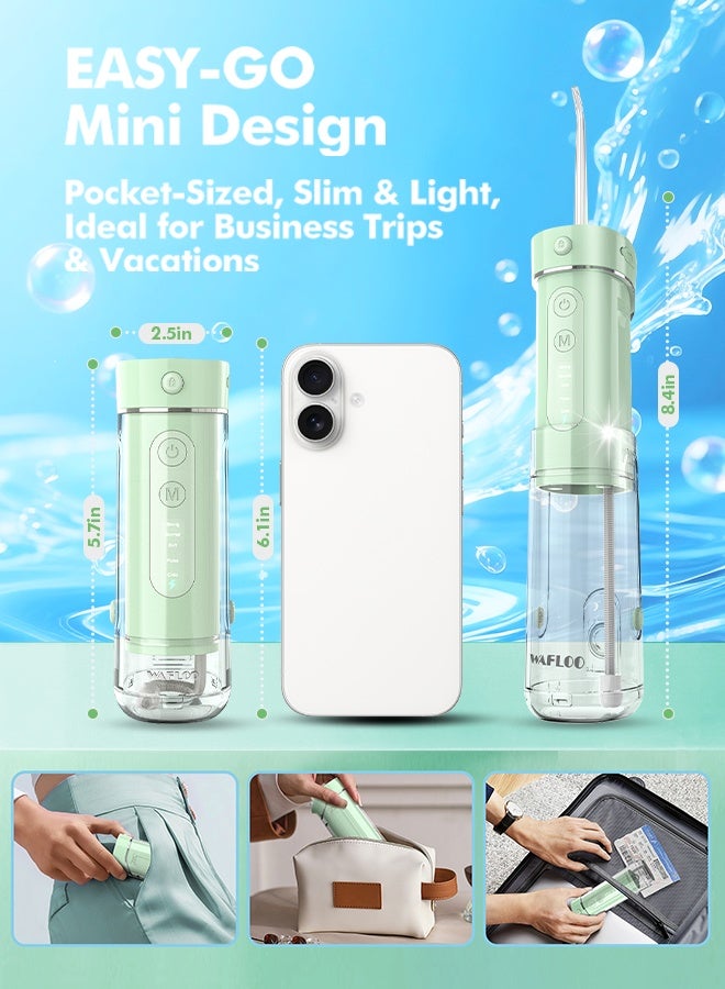 WAFLOO Water Flosser Travel Mini Cordless Portable: 5 Modes Water Dental Floss with Telescopic Water Tank, 4 Tips, IPX7 Waterproof Oral Irrigator for Teeth Cleaning, Orthodontic, Braces Dental Care - Image 2