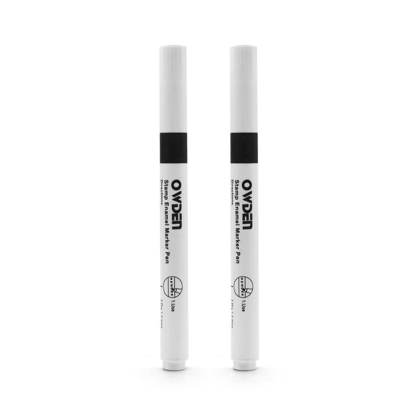 OWDEN 2-Pieces Metal Stamp Enamel Marker for Metal Stamping and Engraving Diy, Jewelry Steel Stamps Acrylic Ink. (2-Pieces Black) - Image 1