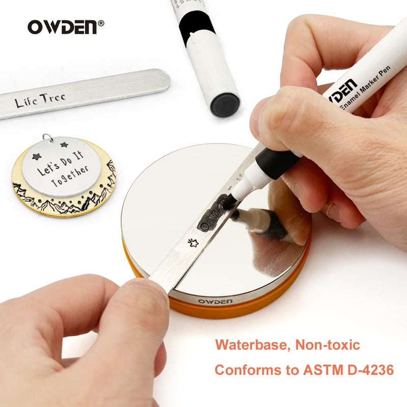 OWDEN 2-Pieces Metal Stamp Enamel Marker for Metal Stamping and Engraving Diy, Jewelry Steel Stamps Acrylic Ink. (2-Pieces Black) - Image 4