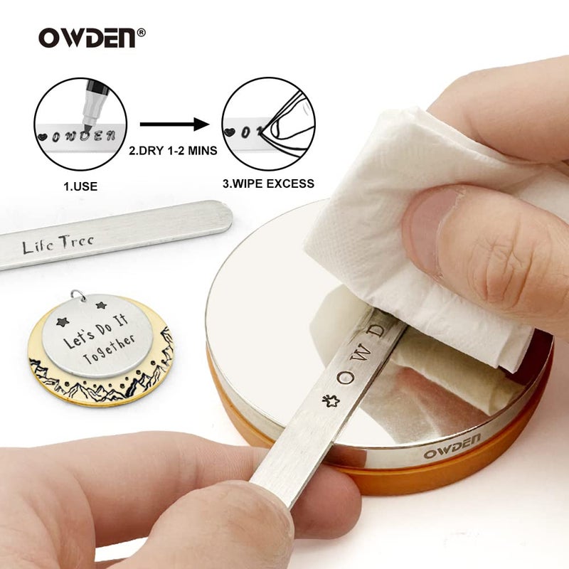 OWDEN 2-Pieces Metal Stamp Enamel Marker for Metal Stamping and Engraving Diy, Jewelry Steel Stamps Acrylic Ink. (2-Pieces Black) - Image 5