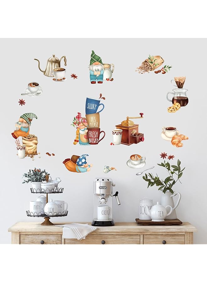 إيروريكس ملصقات حائط قزم المطبخ ملصقات حائط فنجان شاي وقهوة غرفة المعيشة غرفة الطعام ديكور حائط المقهى - Image 3