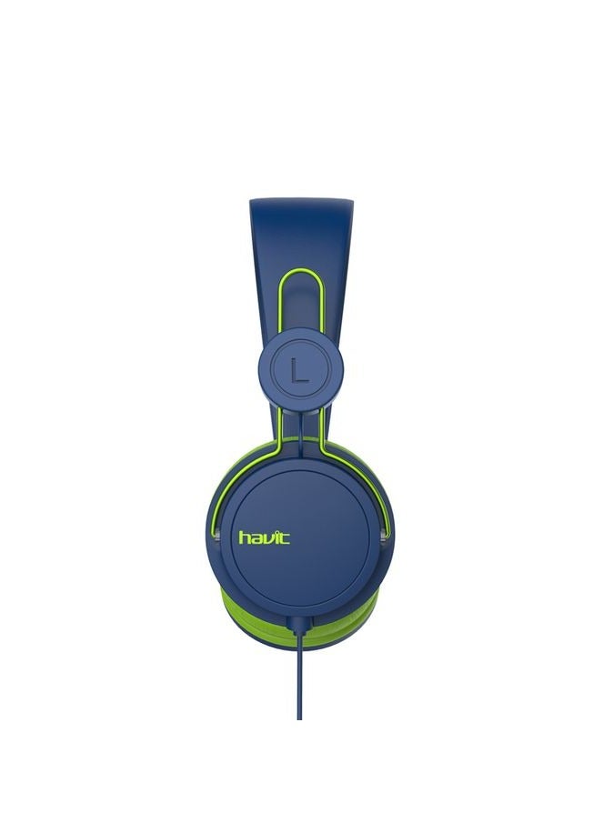Havit HV-H2198D Wired Headphone - Blue/Green - Image 5