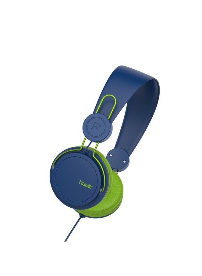 Havit HV-H2198D Wired Headphone - Blue/Green - Image 2