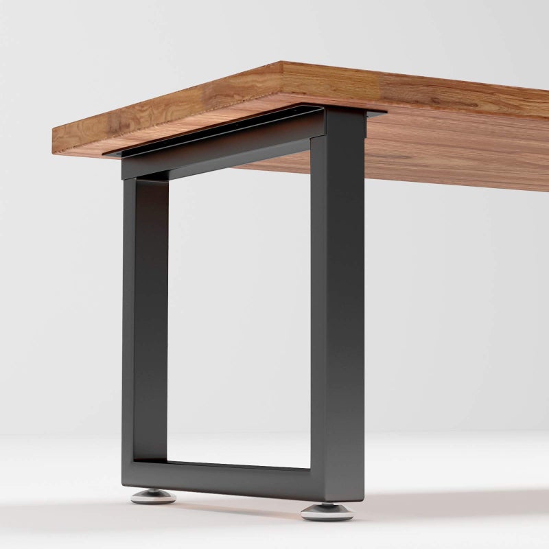 Metal Table Legs 16 inch Height x 177 inch Wide with Adjustable Protector Feet Heavy Duty Metal Furniture Legs for Coffee Table Cocktail Table Square Tube Leg Bear Up to 800lb Black Set of 2