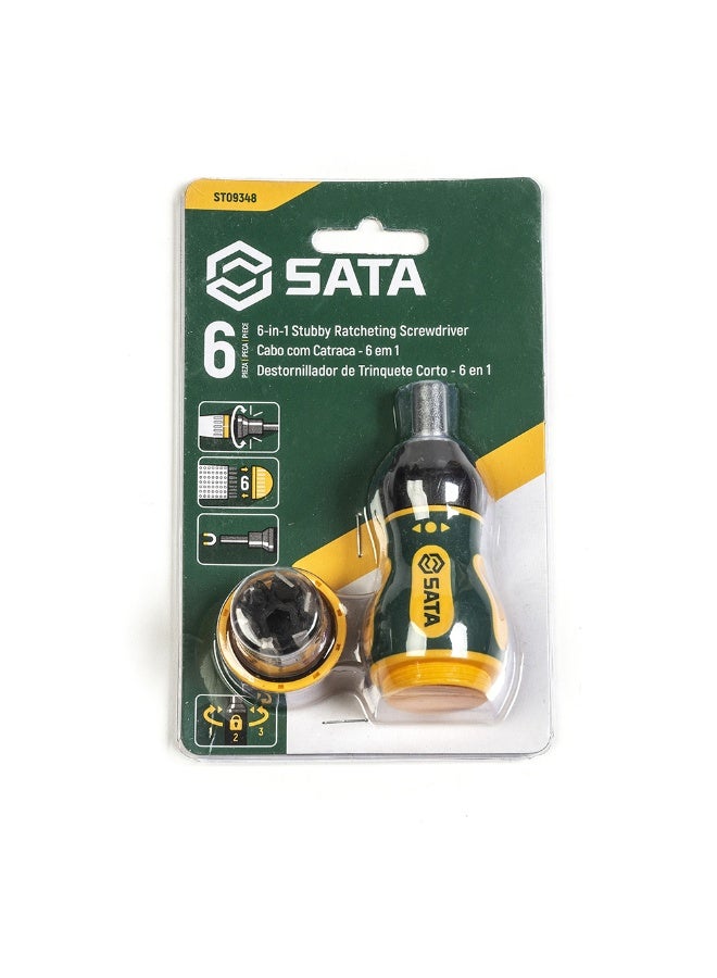 Sata SATA ST09348 6-in-1 Stubby Ratcheting Screwdriver Set  - Image 3