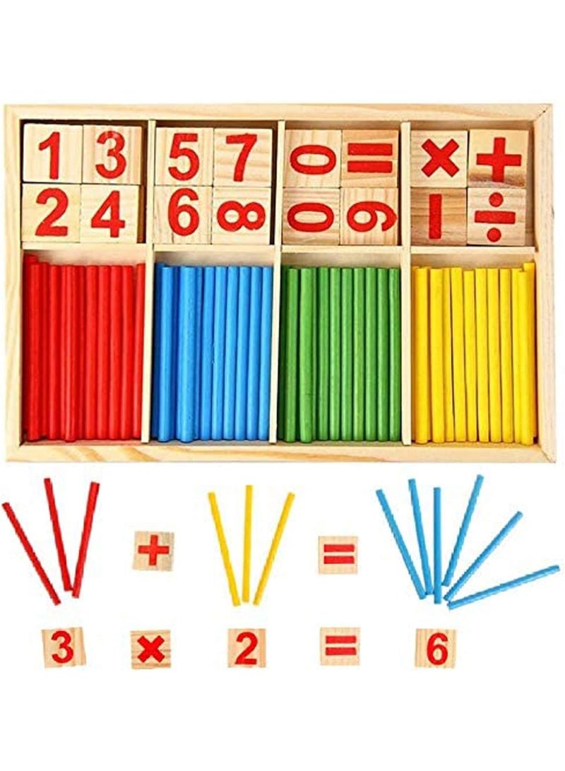 KUTOI Counting Number Blocks and Sticks | Montessori Toys for Kids Learning| Homeschool Supplies for Math manipulatives | Toddlers Educational Wooden rods with Storage Tray - Image 1