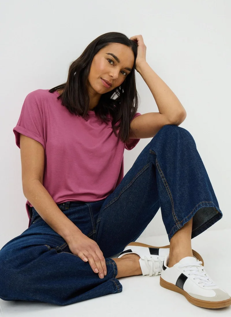 Matalan Rose Pink Plain Longline T-Shirt