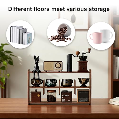 KAOTGOT Coffee Cup Holder for Countertop Walnut Wood Coffee Mugs Holder for Kitchen Mug Display Rack (3-Tier Walnut Wood A) - Image 3