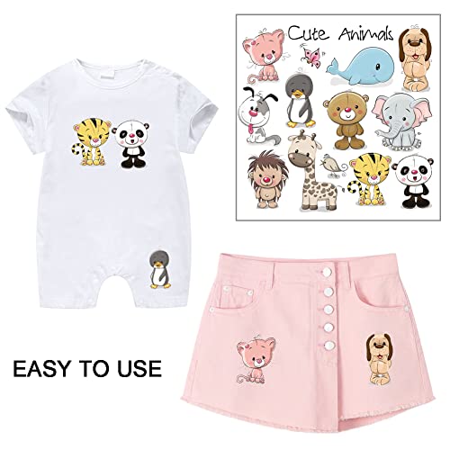 Lockban Cute Animal Iron on Stickers Patches 8 Sheets Butterfly Lion Unicorn Cartoon Animal Heat Transfer Stickers Decals DIY Kids Baby Boys Girls Clothes Jeans T-Shirt Hat Bag Decoration Applique - Image 5