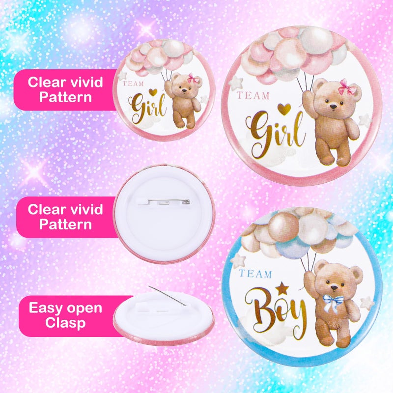 Tyqour 30pcs Gender Reveal Pins Team Boy or Girl Pins for Baby Reveal Decorations, Perfect Gender Reveal Party Supplies & Game Accessories, 1.5 Inch - Image 4