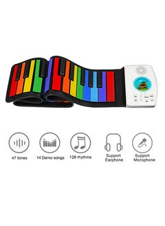 Arabest 49 Keys Rainbow Folding Piano, Hand Reel Piano for Kids, Beginner Electronic Piano, Colorful  - Image 2