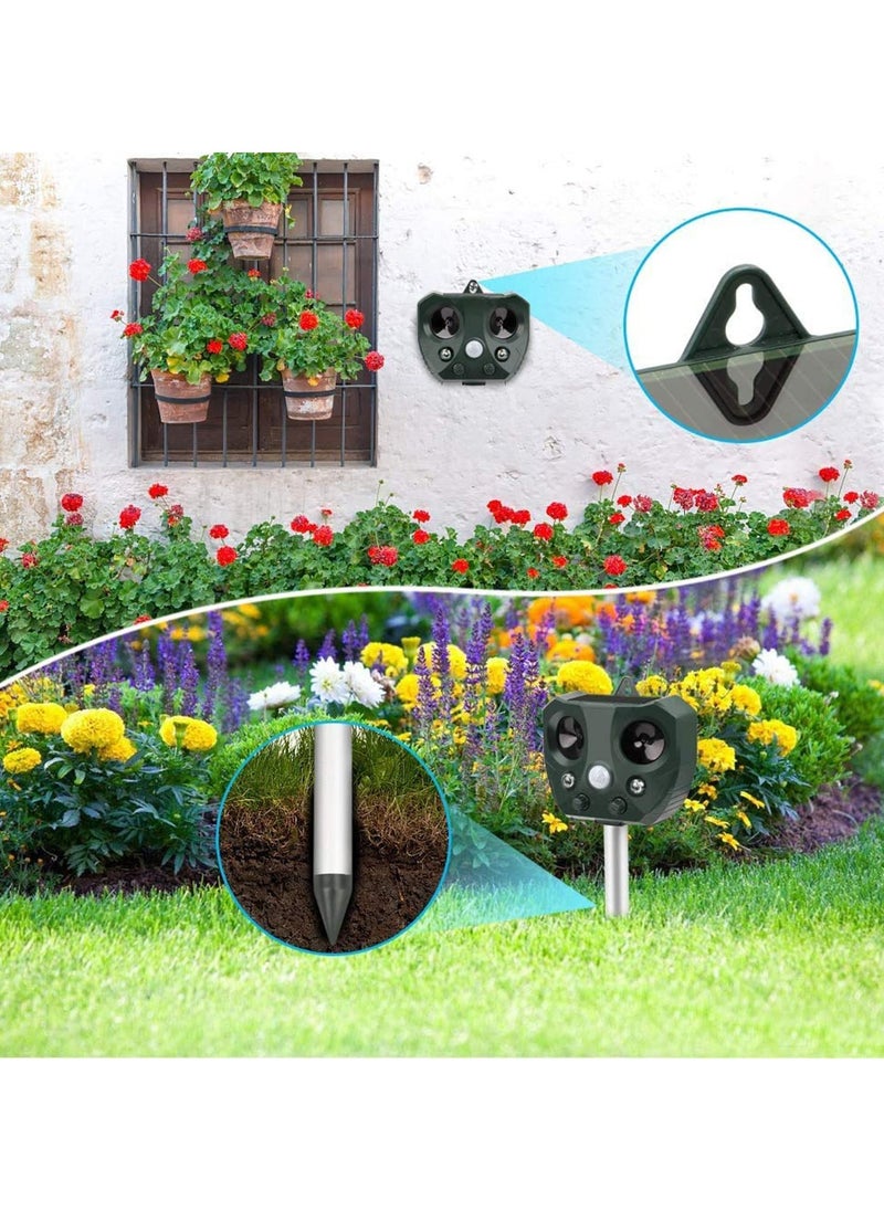 Ultrasonic Animal Repellent Solar Powered Waterproof with Motion Sensor Flashing Light USB Charge Effectively Repels Dog Cat Deer Rabbit Squirrel Bird Farm Garden Yard