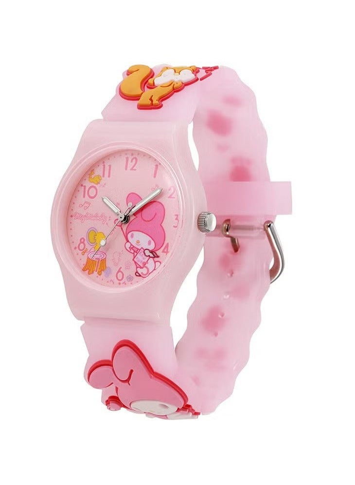 سانريو Pink Square Square Sanrio Melody Pattern Children's Watch Silicone Strap مناسب للأطفال من جميع الساعات الهدايا - Image 2