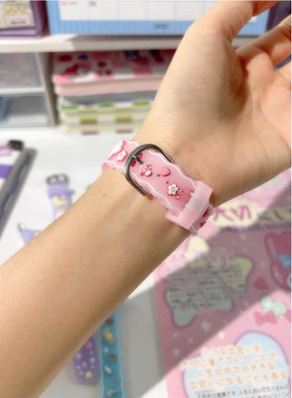 Pink Square Cartoon Sanrio Melody Pattern Children's Watch Silicone Strap suitable for children from all watches gifts - view 4