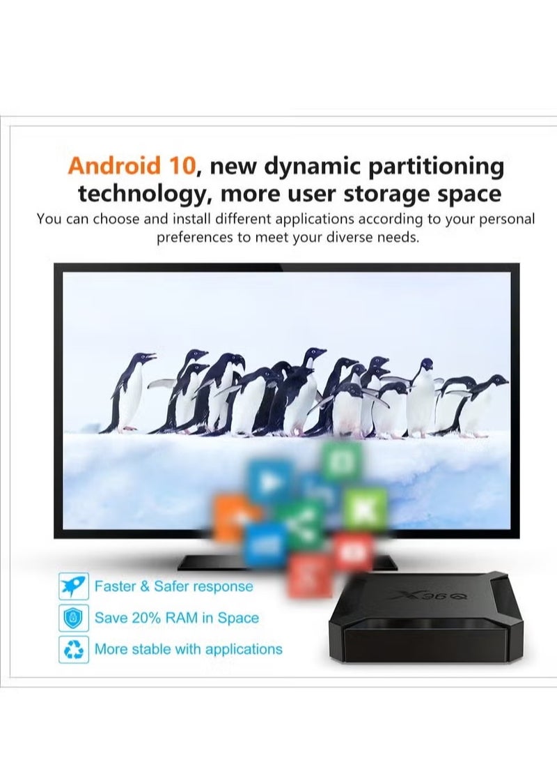 راكسوم X96Q Android 10.0 Set Top Box - معالج Allwinner H313 رباعي النواة، سعة تخزين 16 جيجابايت، V7545EU-16G_P، أسود - صندوق تلفزيون ذكي للبث والألعاب والتطبيقات - Image 3