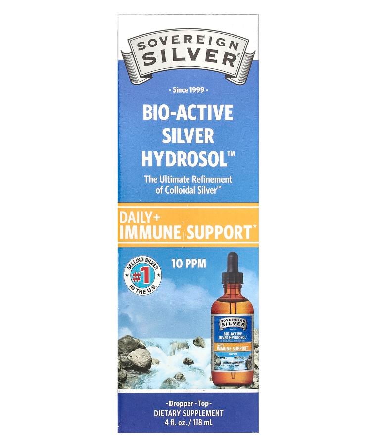 Sovereign Silver Bio-Active Silver Hydrosol ™ Dropper-Top Daily + Immune Support 10 PPM 4 fl oz (118 ml)