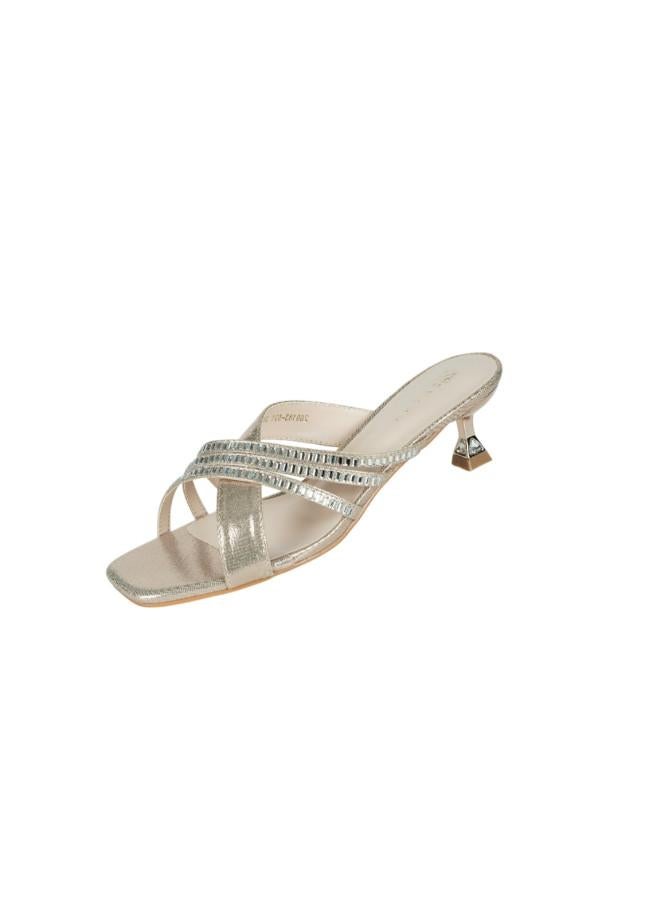 ZAYNA صنادل زينة بكعب قطة نسائي فضي 221-217 - Image 1
