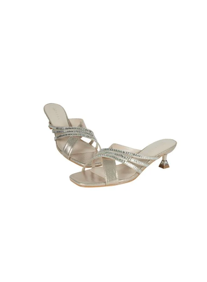 ZAYNA 221-217 Zayna Ladies Kitten Heel Sandals 2G9183-531 Silver