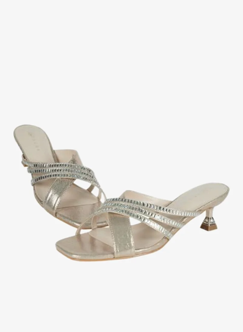 Zayna Silver 221-217 Zayna Ladies Kitten Heel Sandals 2G9183-531 Silver for Women | Best Price UAE