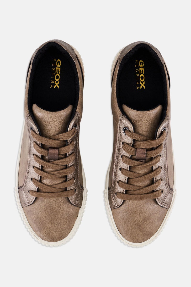 GEOX حذاء رياضي نسائي د بلوميي سي مزود بأربطة، لون بني فاتح - Image 3