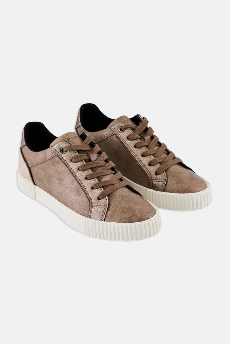 GEOX حذاء رياضي نسائي د بلوميي سي مزود بأربطة، لون بني فاتح - Image 1