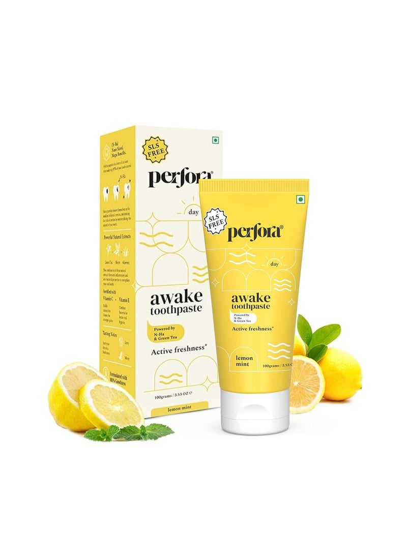 بيرفورا معجون أسنان بيرفورا أويك -100 جرام | للنضارة النشطة ومنع التسوس | معجون أسنان خالي من الفلورايد وSLS للبالغين والأطفال | إن-ها لإعادة تمعدن الأسنان | صحة اللثة والعناية بالفم | ليمون نعناع - Image 1