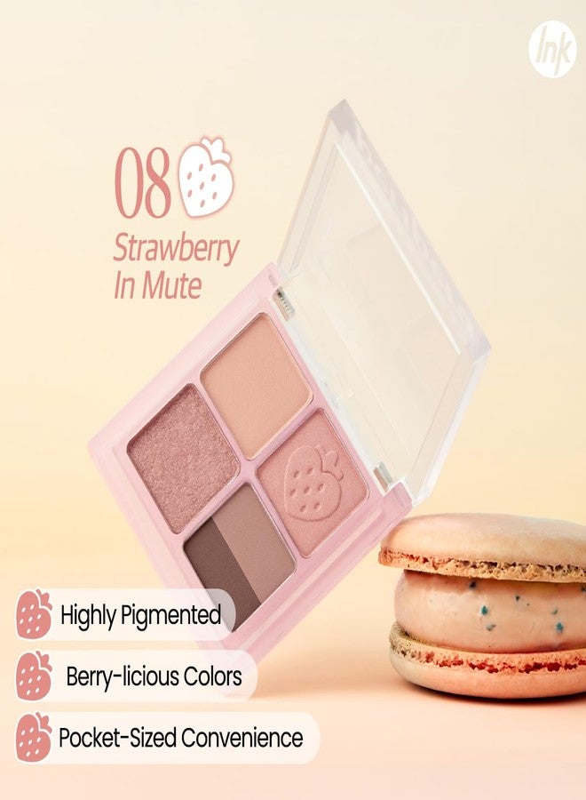 Peripera Ink Pocket Shadow Palette, Eyeshadow Quads, Creamy Formula, Blendable Matte & Shimmer Shades, Easy to Apply (008 STRAWBERRY IN MUTE, One Size) - Image 3