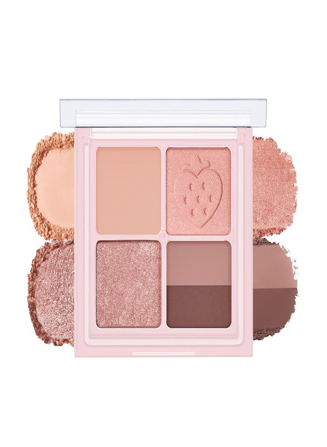 Peripera Ink Pocket Shadow Palette, Eyeshadow Quads, Creamy Formula, Blendable Matte & Shimmer Shades, Easy to Apply (008 STRAWBERRY IN MUTE, One Size) - Image 1