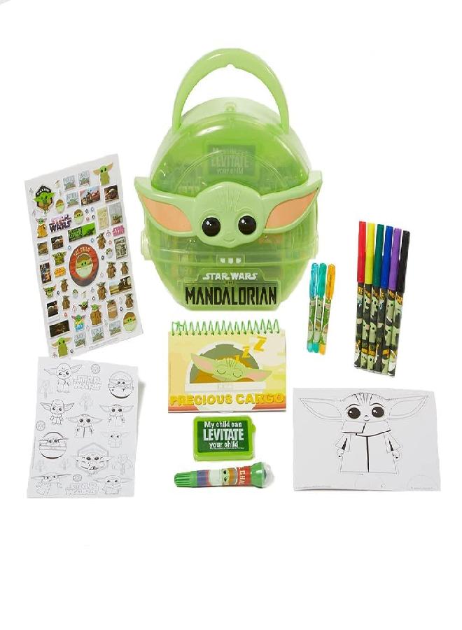 Innovative Designs Star Wars Mandalorian Baby Yoda Coloring & Sticker Activity Set for Kids with Travel Carrying Case