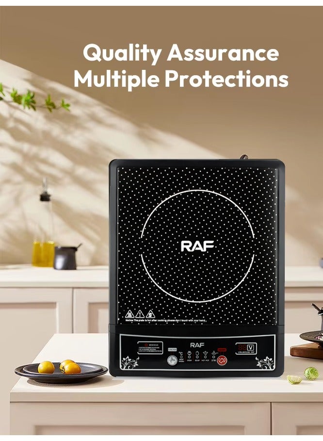 آر إيه أف موقد الحث المحمول ، لوح تسخين كونترتوب الحث مع 5 مستويات طاقة والحفاظ على الدفء ، وظائف متعددة مسبقا ، إيقاف تلقائي وحماية من الحرارة الزائدة ، 2000 واط ر. 8015 - Image 4