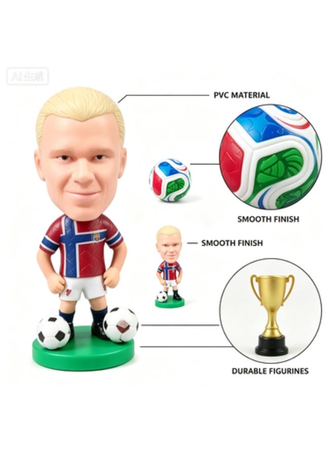 مجموعة هدايا مجسمات إيرلينغ هالاند، 5 مجسمات PVC بنسخة Q مع كرة قدم صغيرة وكأسين - Image 5