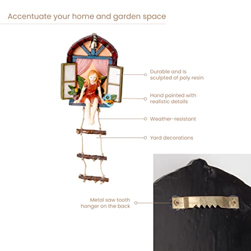 Bits and Pieces - Fairy Tree Hanger with Ladder - Yard Decorations - Whimsical Fairy Sculpture - Indoor/Outdoor Decoration - Garden Decor - Image 5