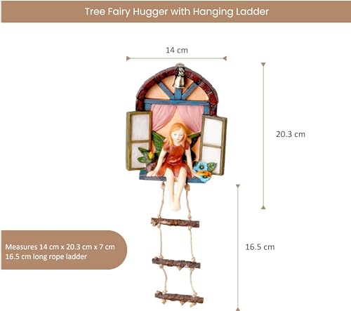 Bits and Pieces - Fairy Tree Hanger with Ladder - Yard Decorations - Whimsical Fairy Sculpture - Indoor/Outdoor Decoration - Garden Decor - Image 2