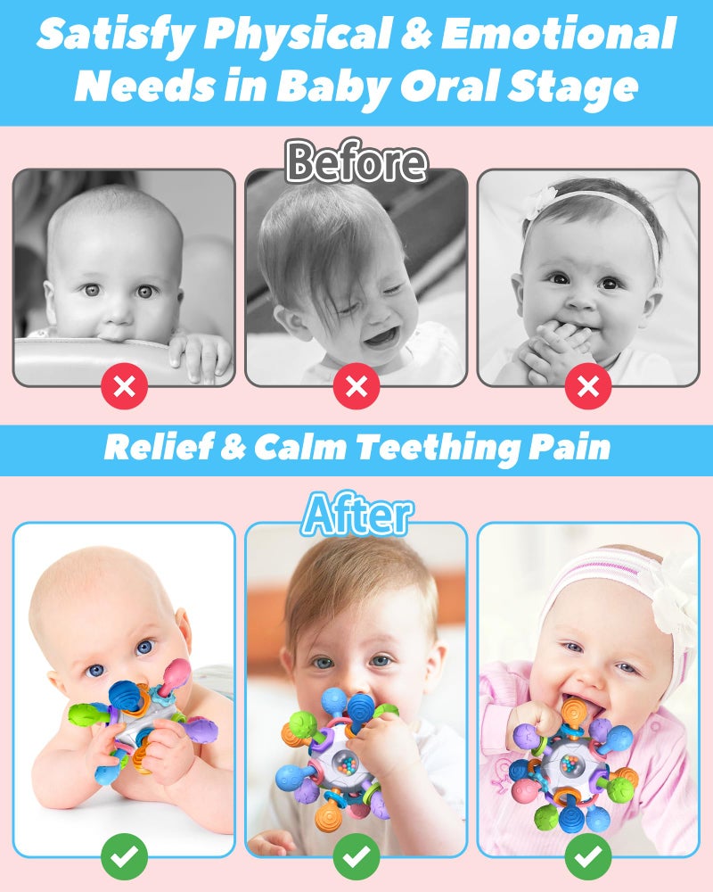 Tonberless Baby Teething Toys for 0-6 6-12 Months Ages 0-2, Tummy Time Montessori Toys for Babies 0 3 6 9 12 18 Months, Newborn Infant Sensory Toys Easter Basket Stuffers Gifts for Boys Girls - Image 3