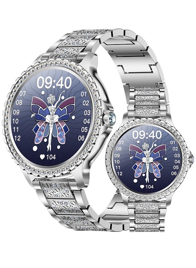 RollsTimi  - Women/Ladies Bluetooth Smartwatch, Answer/Unplug Call Function, 1.32 Inch Full Screen Touch Smart Watch, With Exercise Heart Rate Monitoring And Sleep Monitoring, Exercise Mode RTi58 Silver - Image 1