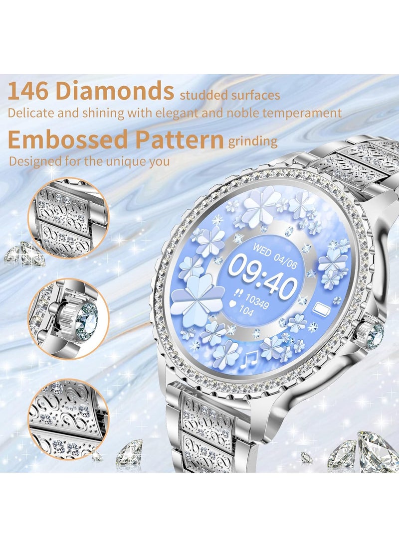 RollsTimi  - Women/Ladies Bluetooth Smartwatch, Answer/Unplug Call Function, 1.32 Inch Full Screen Touch Smart Watch, With Exercise Heart Rate Monitoring And Sleep Monitoring, Exercise Mode RTi58 Silver - Image 1
