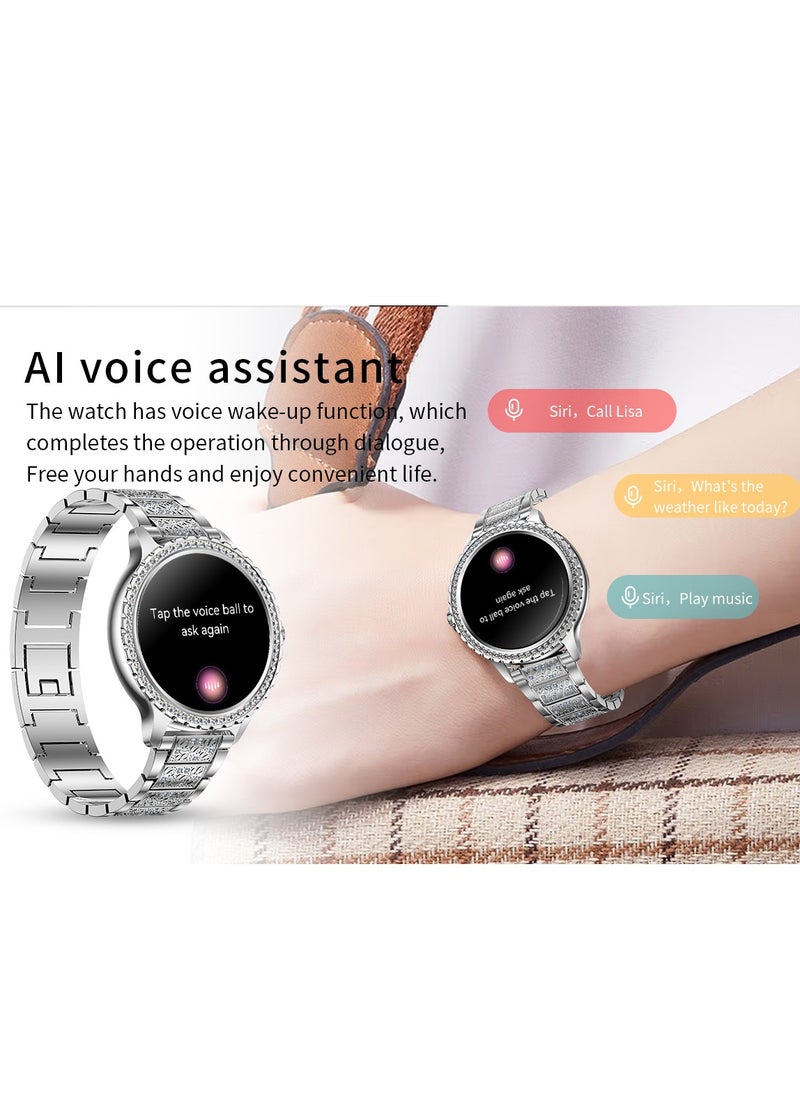 RollsTimi  - Women/Ladies Bluetooth Smartwatch, Answer/Unplug Call Function, 1.32 Inch Full Screen Touch Smart Watch, With Exercise Heart Rate Monitoring And Sleep Monitoring, Exercise Mode RTi58 Silver - Image 1
