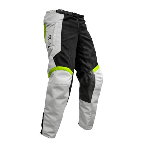 Raida Trailcraft Off-Road Pants | MX & Trail Ride | Lightweight | Abrasion-resitant Fabric | Heat Sheild Panel | (S, Grey/Hiviz) - Image 1