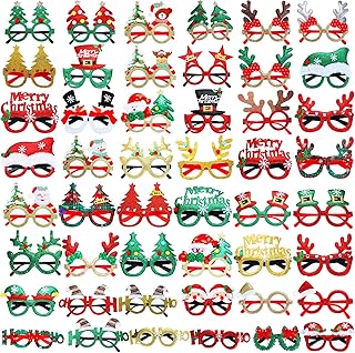 Jerify Jerify 48 Pcs Christmas Glasses Glitter Glasses Frames Christmas Decoration Costume Eyeglasses Santa Snowman Glasses  - Image 1